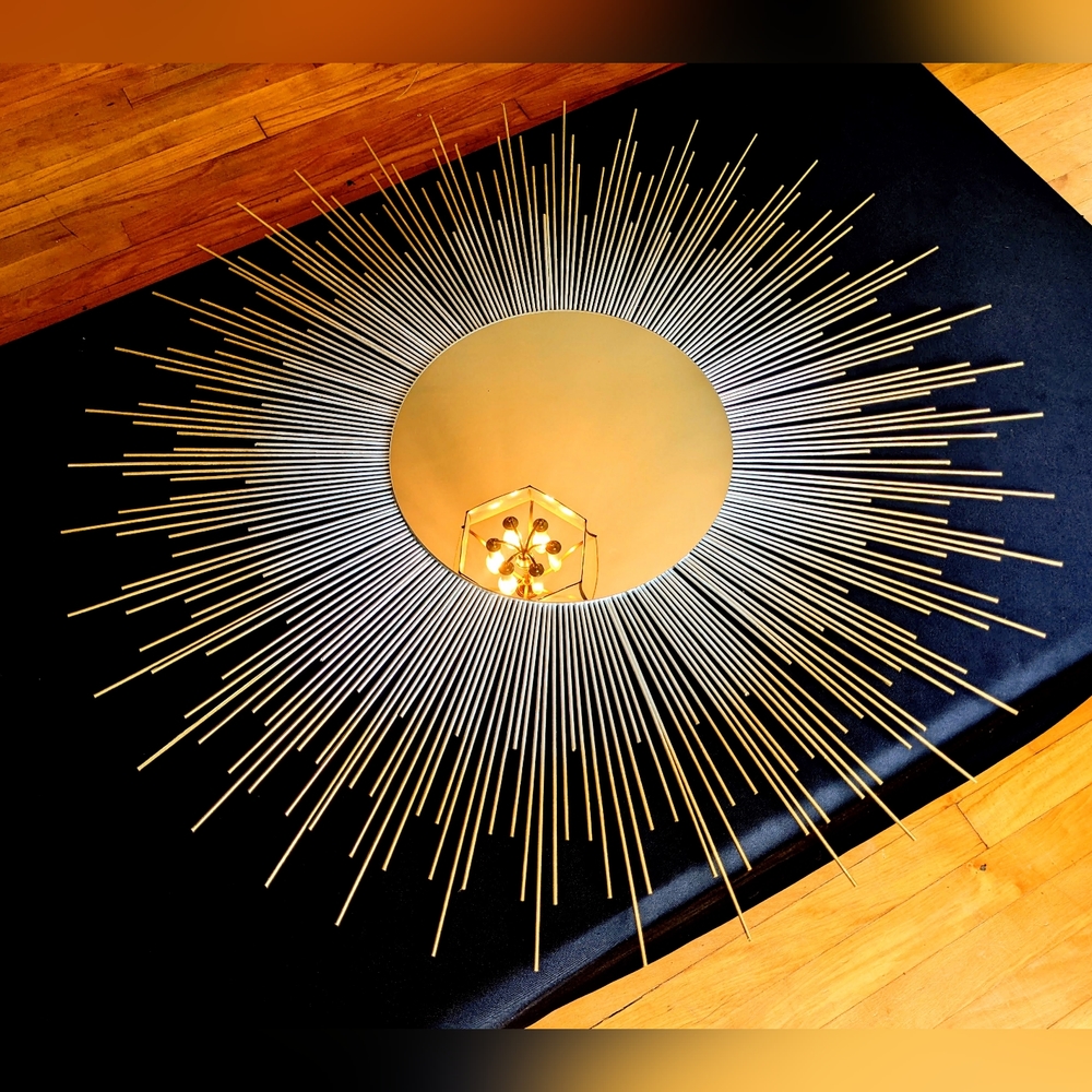35" Sunburst Mirror Ombre GOLD & SILVER Decorative Wall Mirror